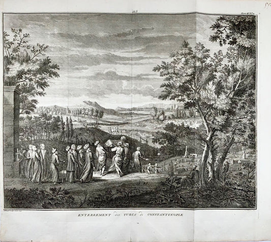 1729 B. Picart: Funeral Procession, Turkey, Constantinople, Large folio