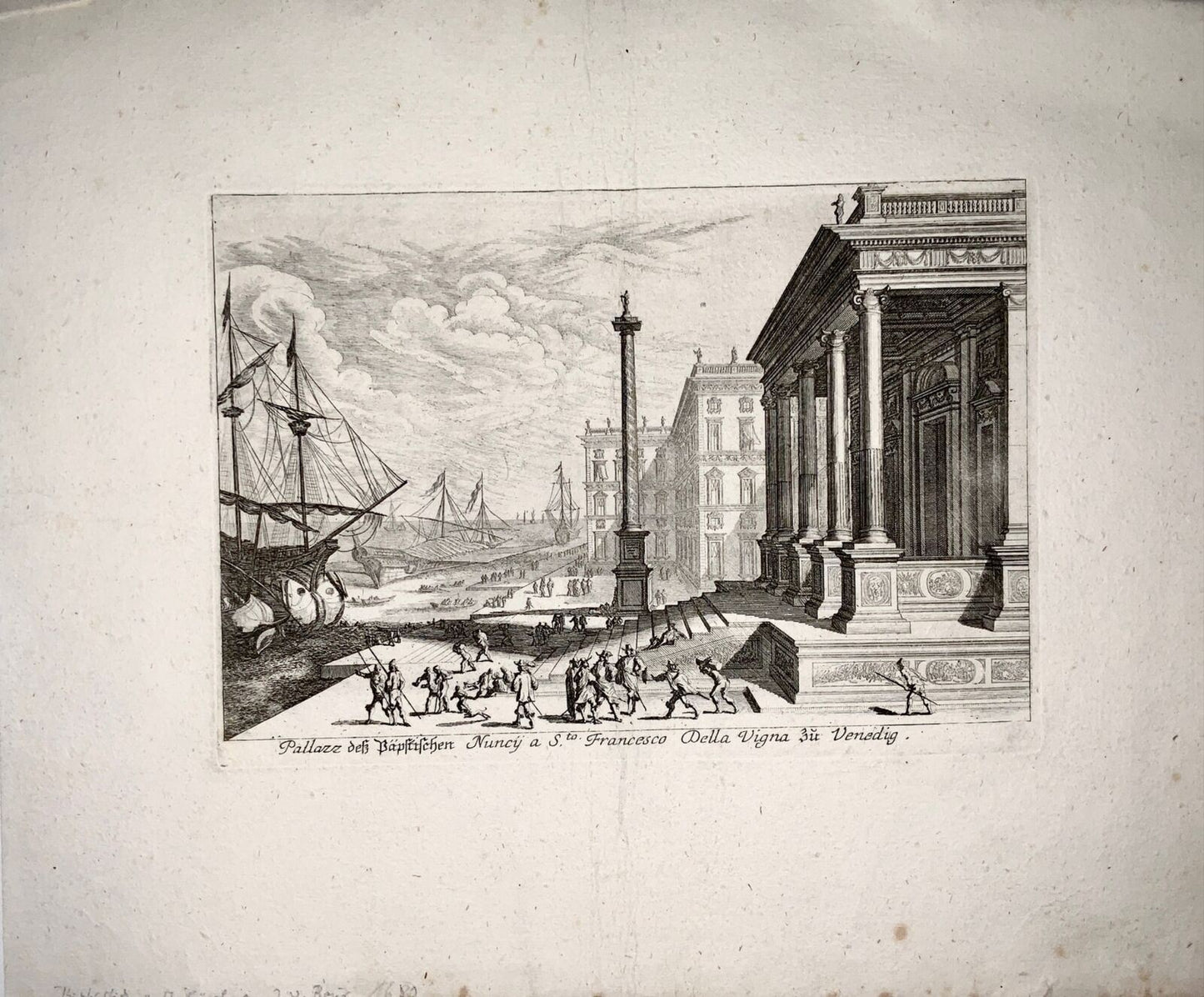 1670 Melchior Küsell after Wilhelm Baur, Palazzo della Nunziatura Venice Italy, foreign topography