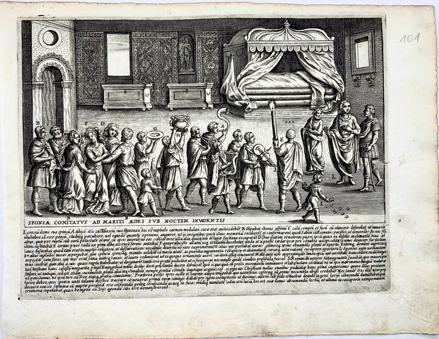 1624 Laurus (Lauro), Roman marriage rites and ceremonies, fine engraving