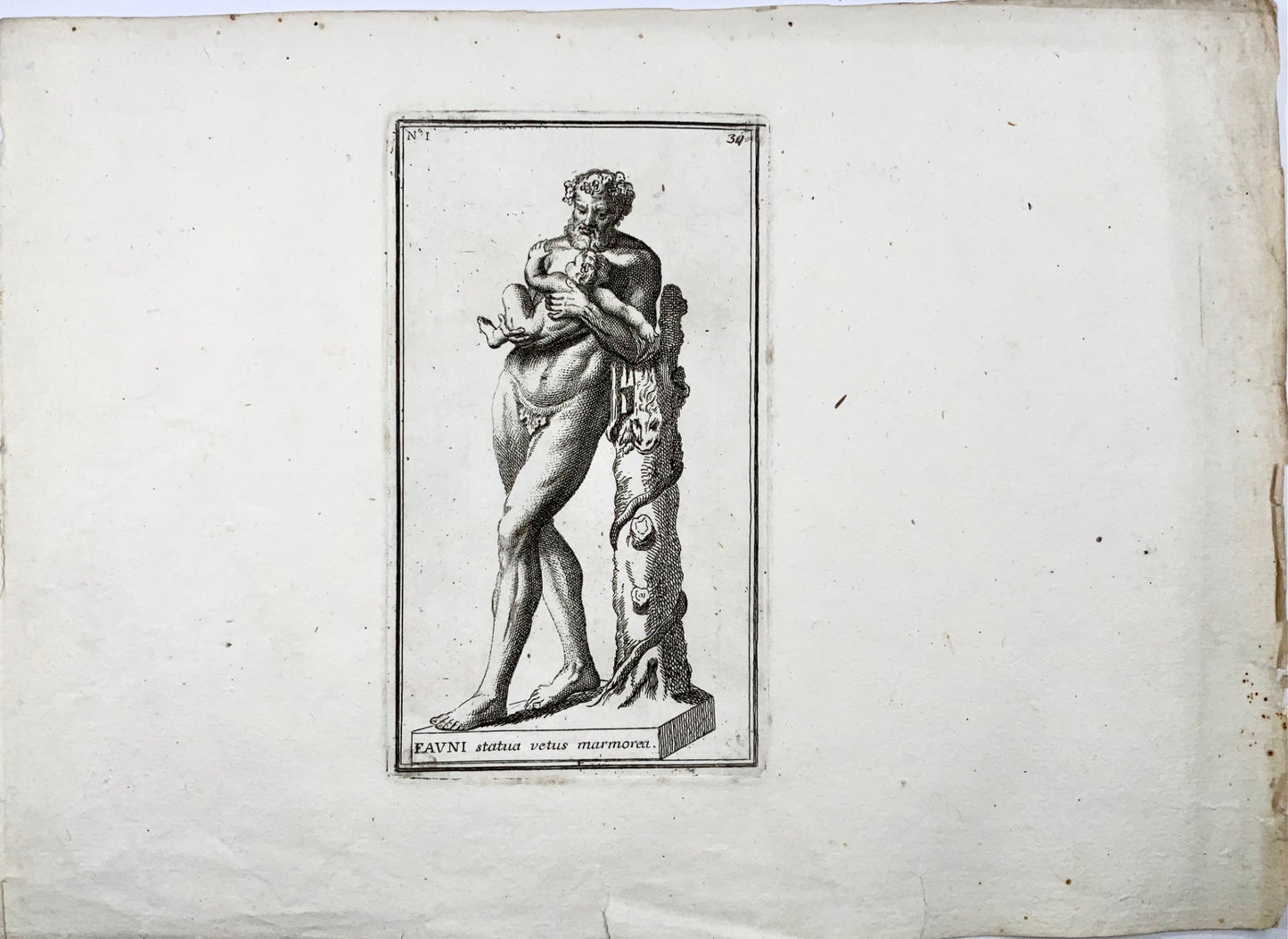 1779 Faun and Child, athlete, engraving, "Calcografia di Roma", mythology
