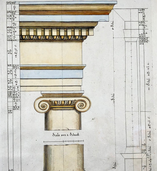 1676 Ionic Column, architecture, J.J. Sandrart, Collin, Folio
