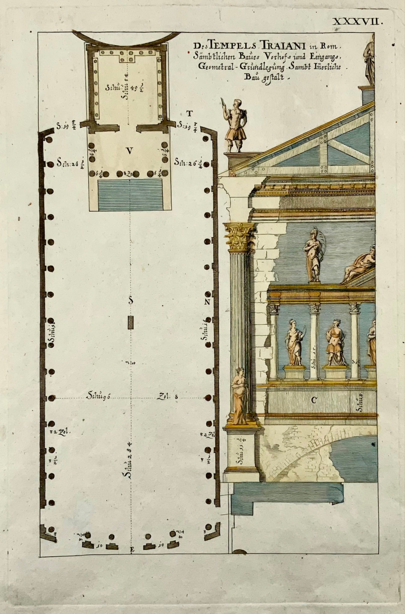 1679 Trajan’s Temple in Rome, Joh. Sandrart, master engraving