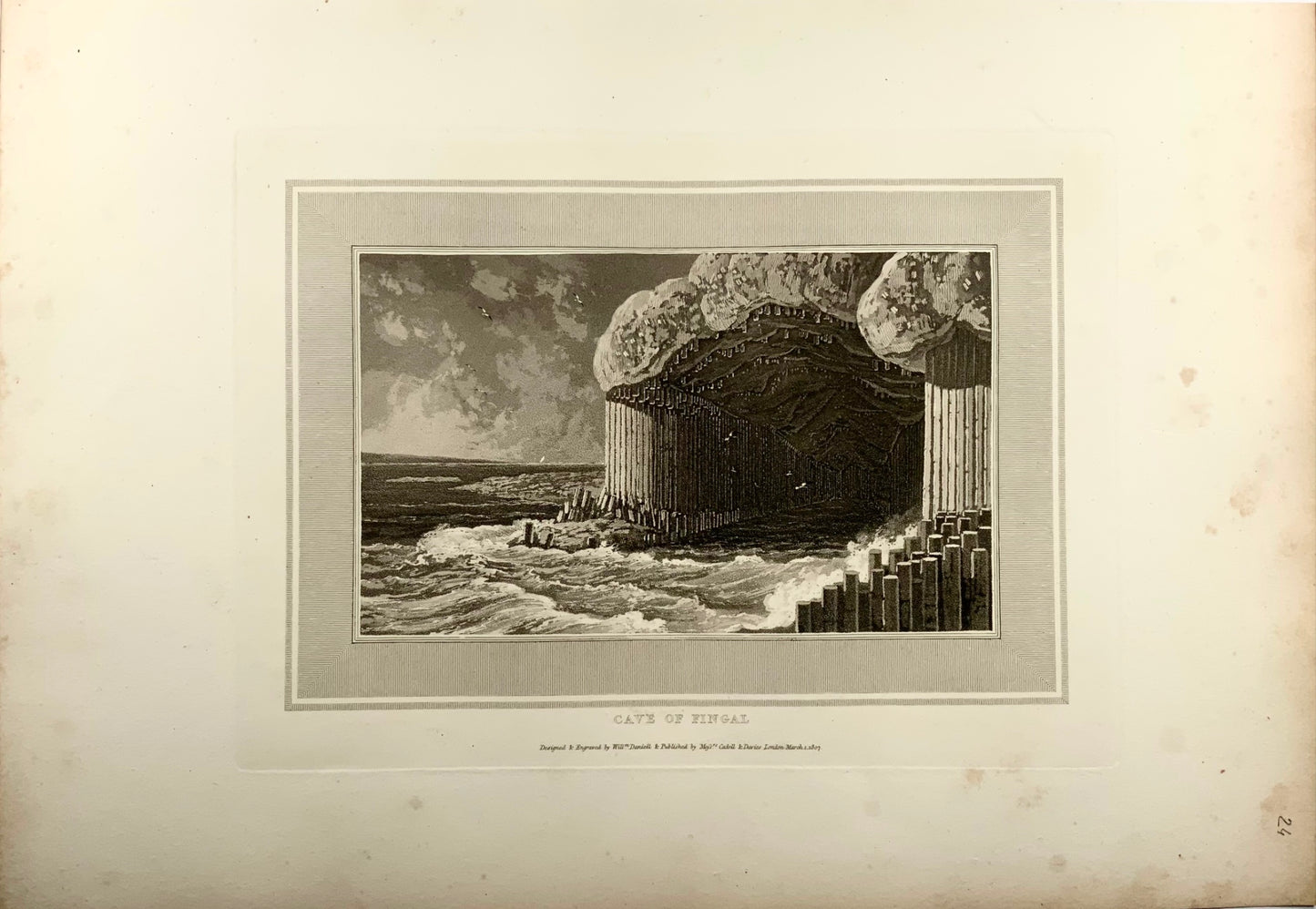 1807 Fingal’s Cave, Scotland, William Daniell, geology, aquatint, folio