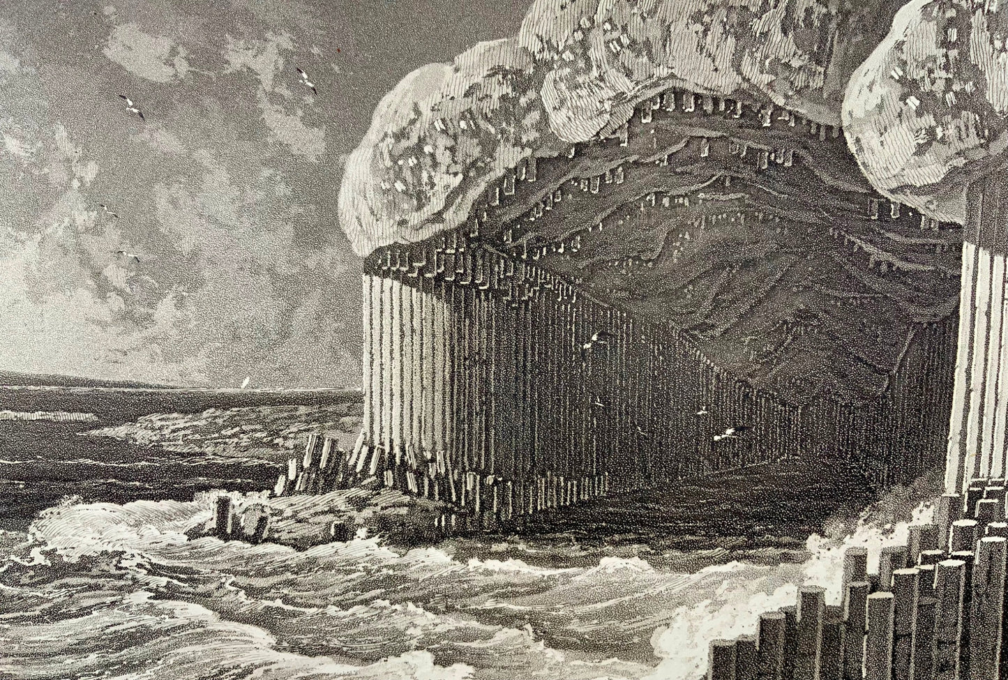 1807 Fingal’s Cave, Scotland, William Daniell, geology, aquatint, folio