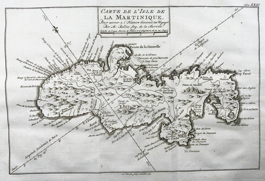 1776 A. Krevelt, Bellin, Isle de Martinique, Pirate haven, map