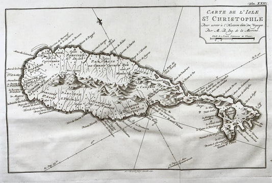 1776 A. Krevelt, Bellin, Carte de St. Cristophle, St. Kitts, map