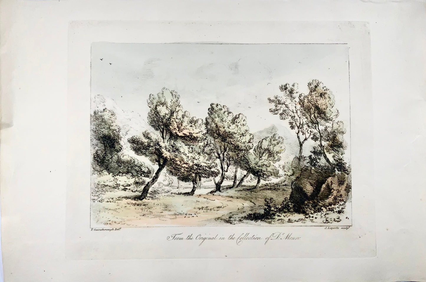 1819 Th. Gainsborough, landscape, large folio soft ground etching, wash