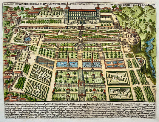 1624 Laurus (Lauro), Palace Gardens, Tivoli, Rome, hand coloured engraving