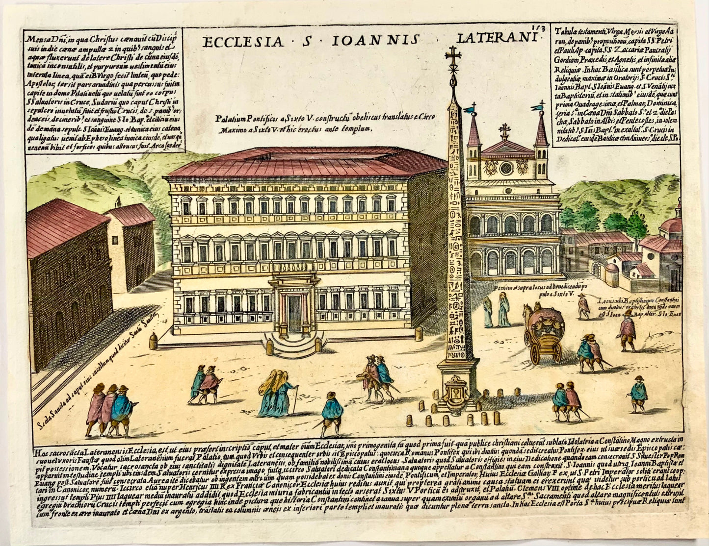 1624 Laurus (Lauro), Basilica St John in Lateran, Rome hand coloured engraving