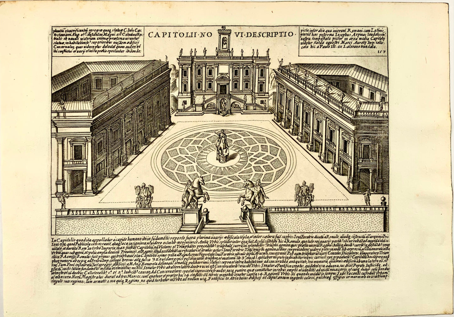 1634c Laurus (Lauro), architecture, Piazza del Campidoglio, Rome, Italy, etching