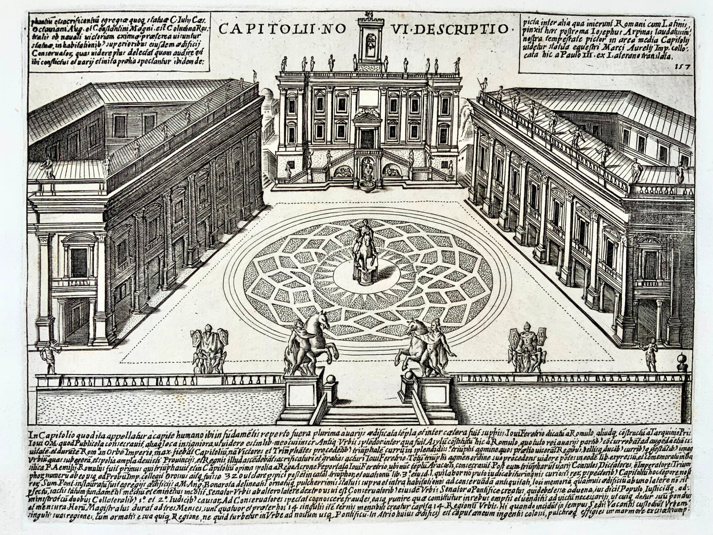 1634c Laurus (Lauro), architecture, Piazza del Campidoglio, Rome, Italy, etching