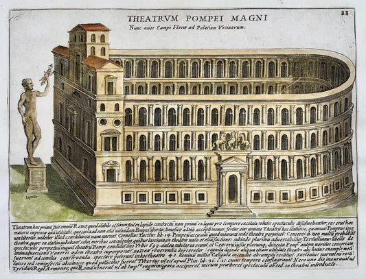 1624 Lauro, Giacomo, Theatre of Pompey, Rome, folio, copper engraving