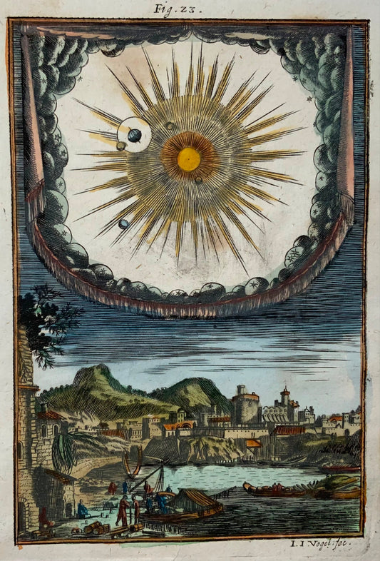 1719 Earth Orbiting the Sun, Celestial, Mallet, hand coloured, astronomy