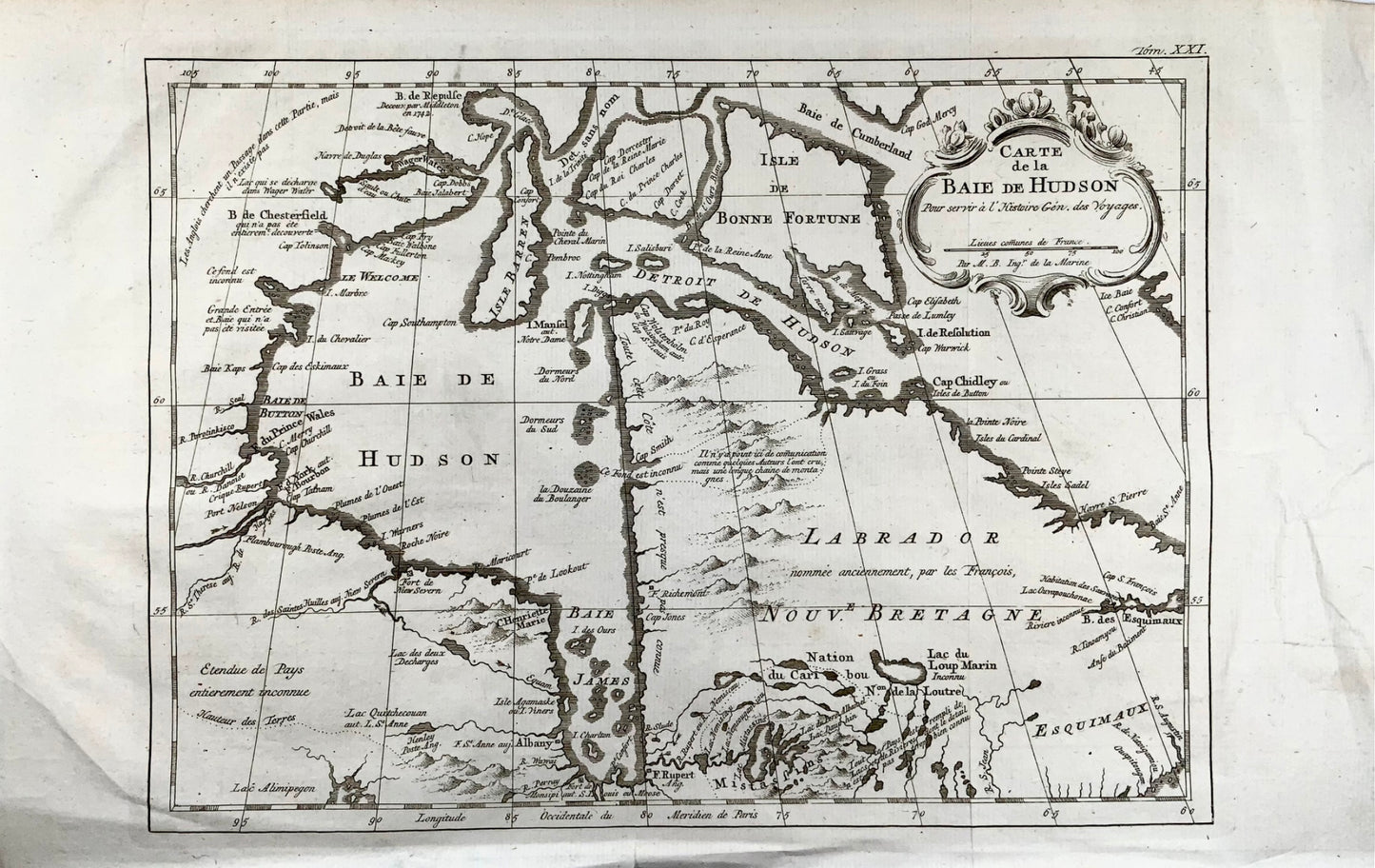 1773 Bellin, map, Hudson Bay, Canada, James Bay, Labrador