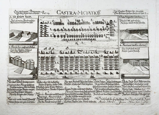 1697 Broadside, ‘Castra-Metatio’, military camp formation, Switzerland