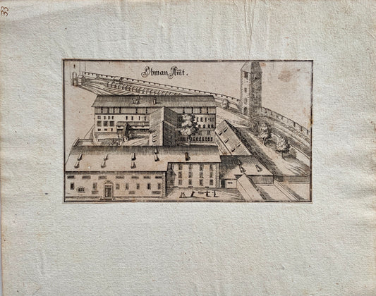 1742 Barfüsser Monastery at ZURICH copper engraving Switzerland