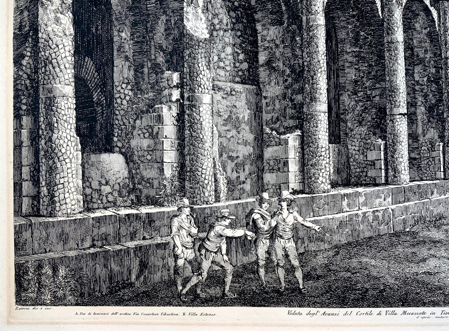 1824 Luigi Rossini, Villa Mecenate, Tivoli, Rome, 52x64 cm, gravure sur cuivre