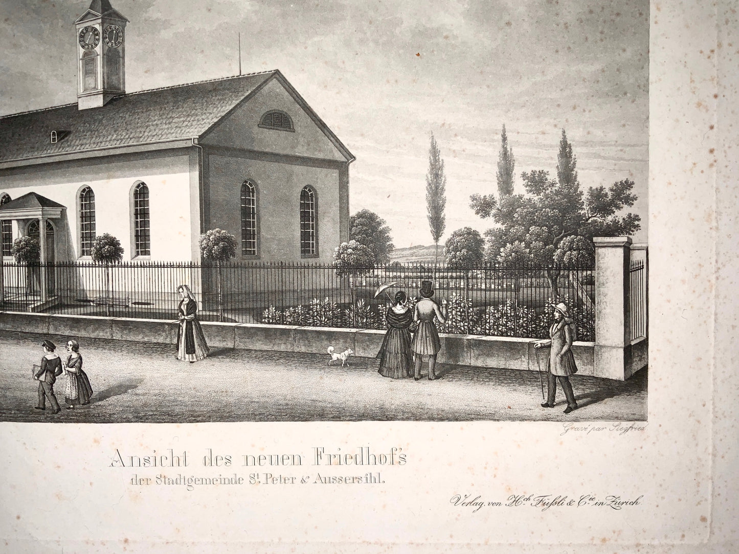 1840 Siegfried; Wydler ZURICH Switzerland St. Peter & Aussersihl large aquatint