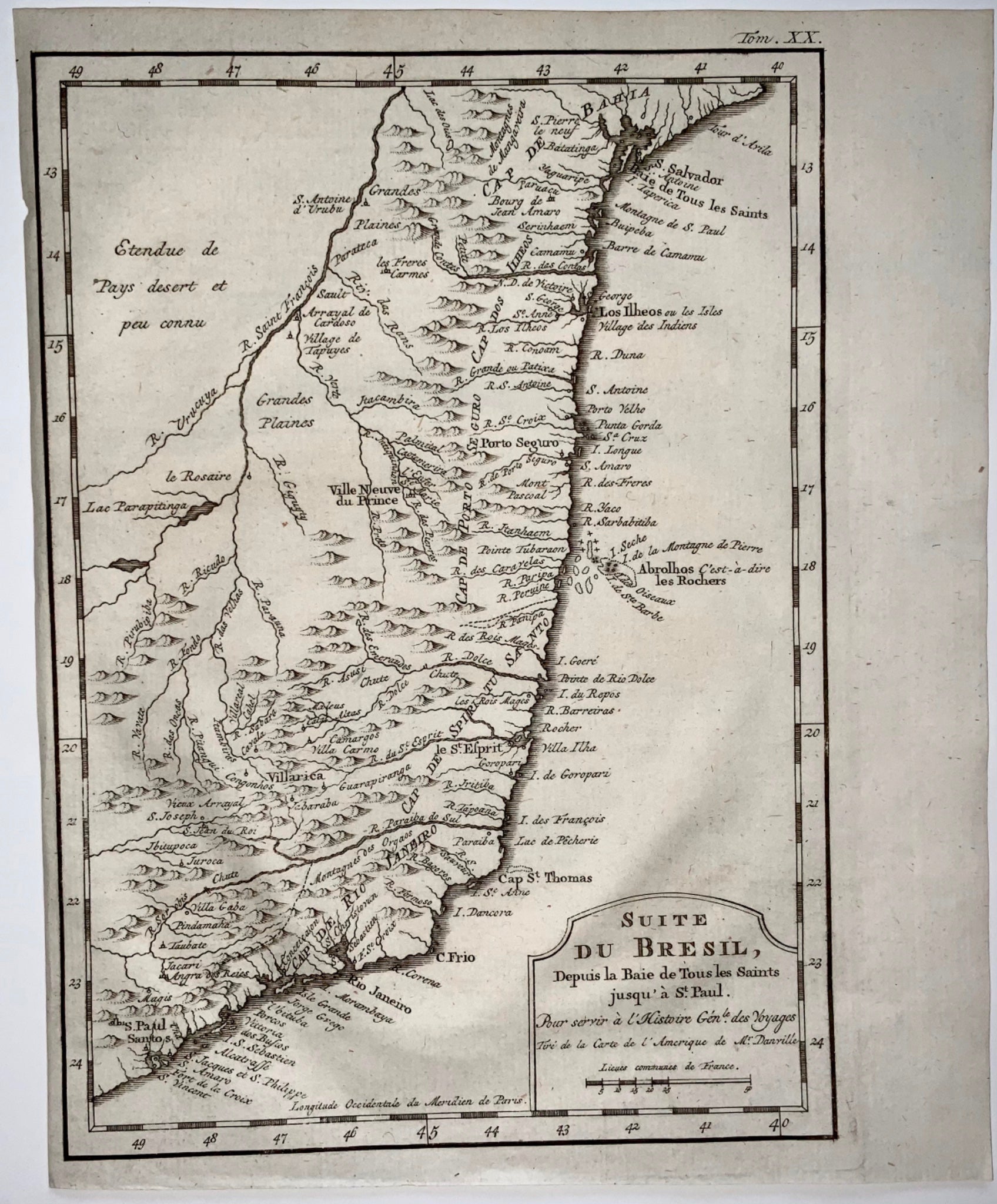 1757 Jacques BELLIN - Coast of Brazil ‘Baie de Tous les Saints’ South America - Map Travel