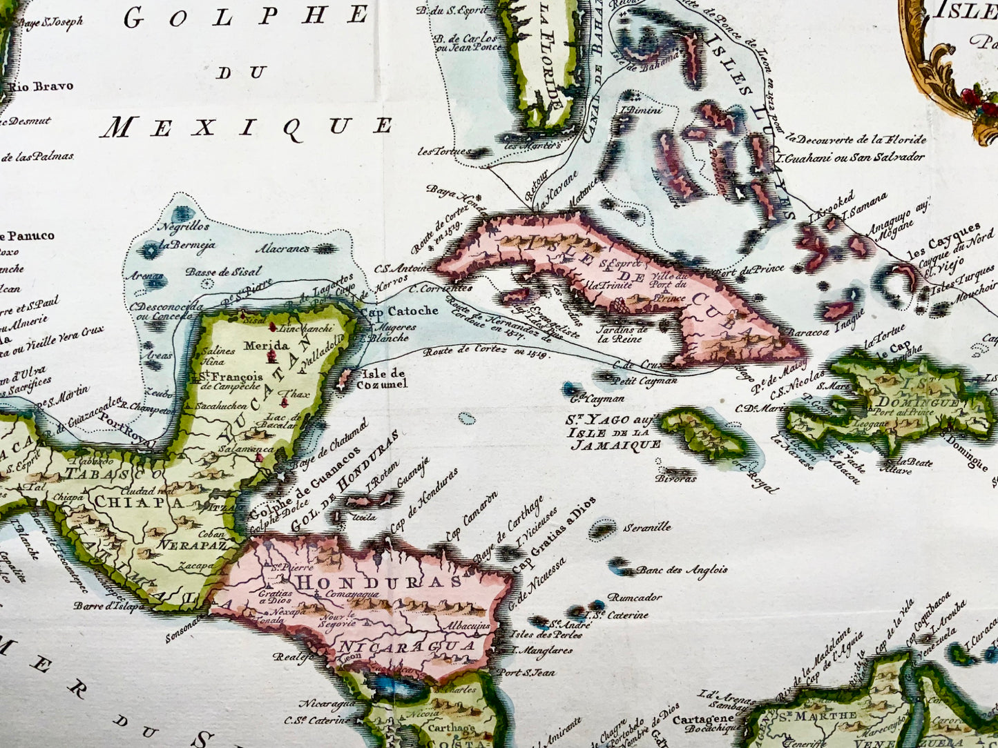 1754 Bellin, Schley, Floride, Louisiane, Caraïbes, Mexique grande carte