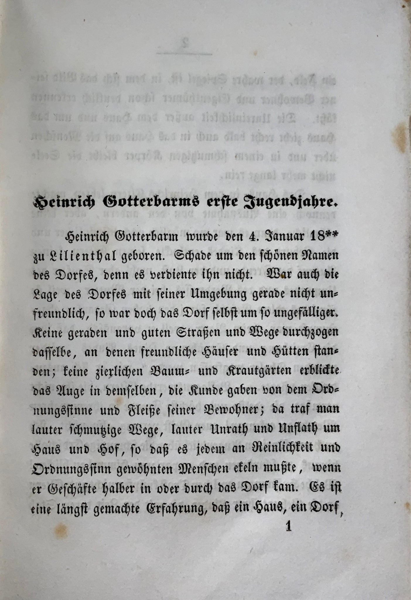 1847 Juvénile. Heinrich Gotterbarm. Un récit édifiant pour une mauvaise parentalité. Helvétique.