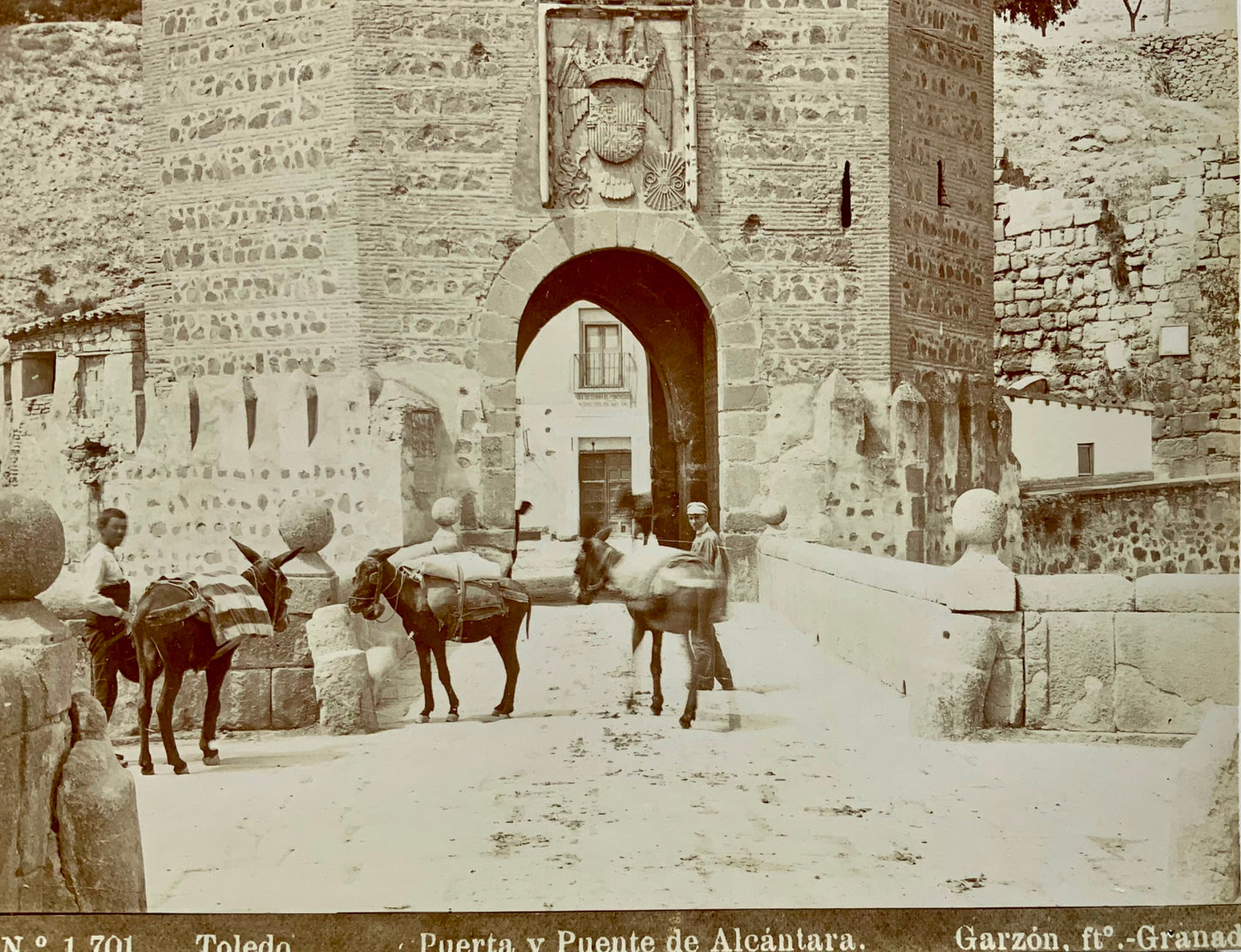 1880s Rafael Garzón, Spain, Toledo, Puerta Alcantara, albumen print