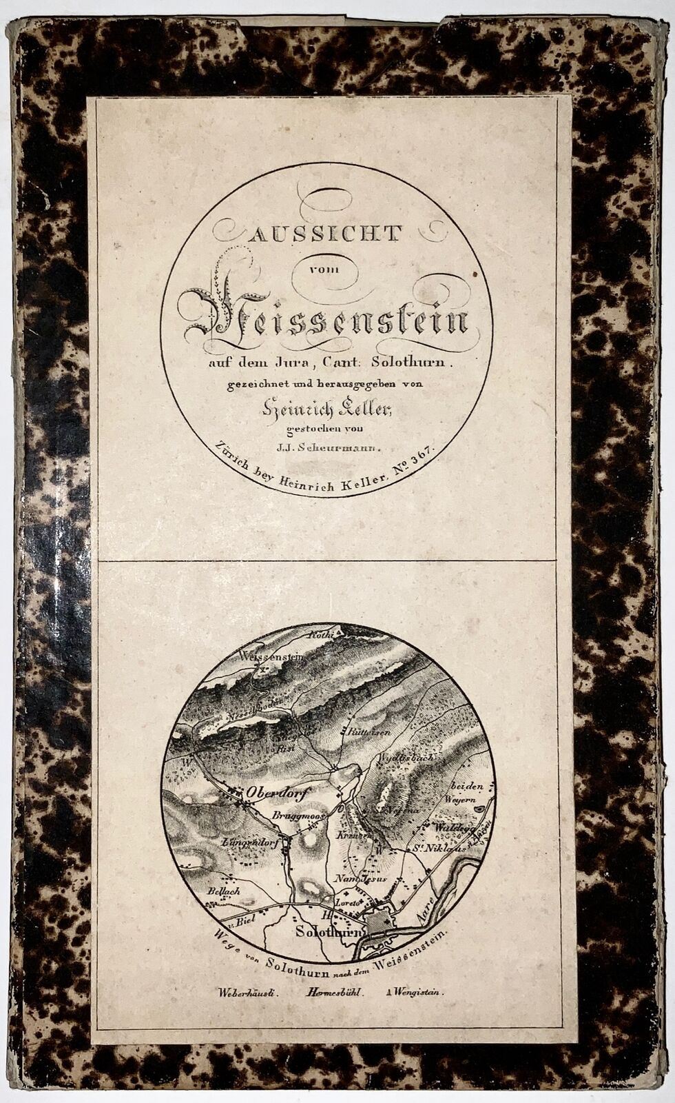 1822 H. Keller, Suisse, panorama aquatinte Oberland bernois col. 192 cm, alpinisme 