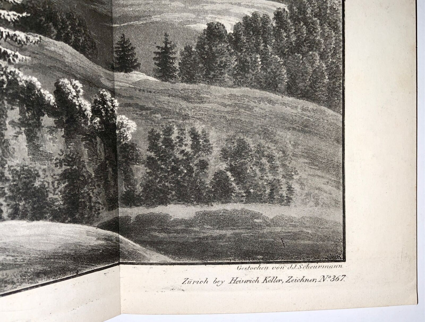 1822 H. Keller, Suisse, panorama aquatinte Oberland bernois col. 192 cm, alpinisme 