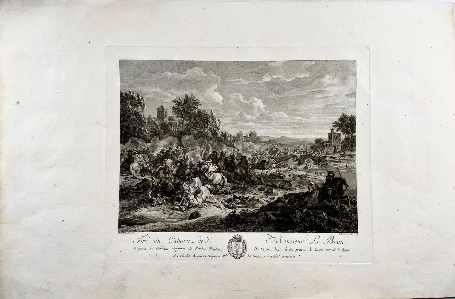 1775 Battle, French cavalry attack, van der Meulen del, Master Engraving