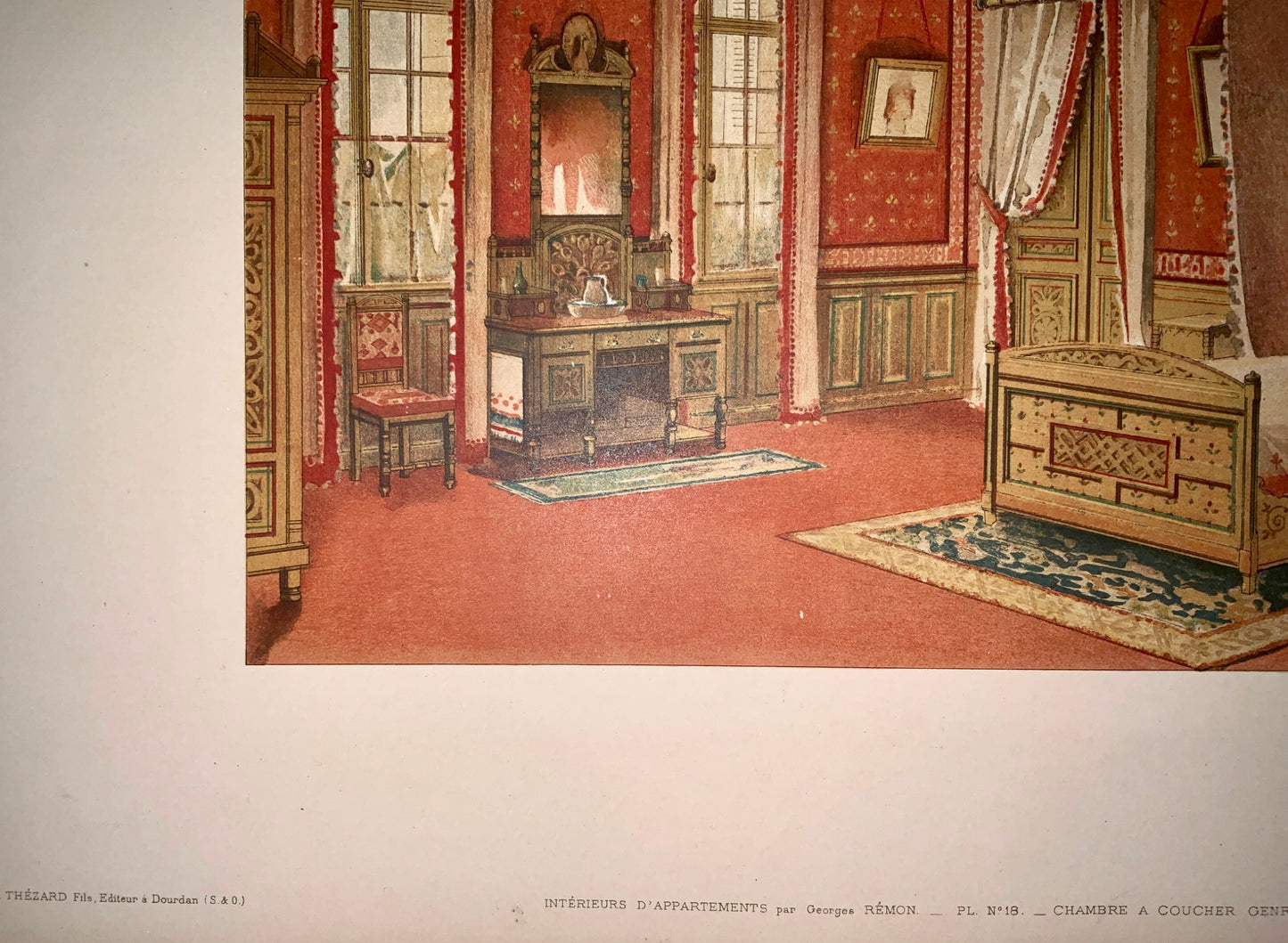 1897 Georges REMON - Chromolithograph - Interior Design - 52 cm - CHAMBRE
