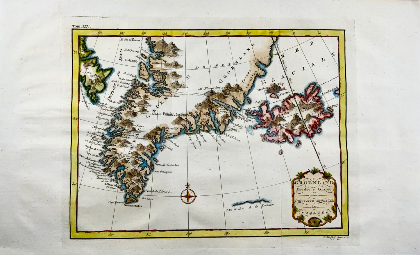 1779 H. Klockhoff, Greenland, Groenland, Iceland, Arctic, hand coloured map, travel