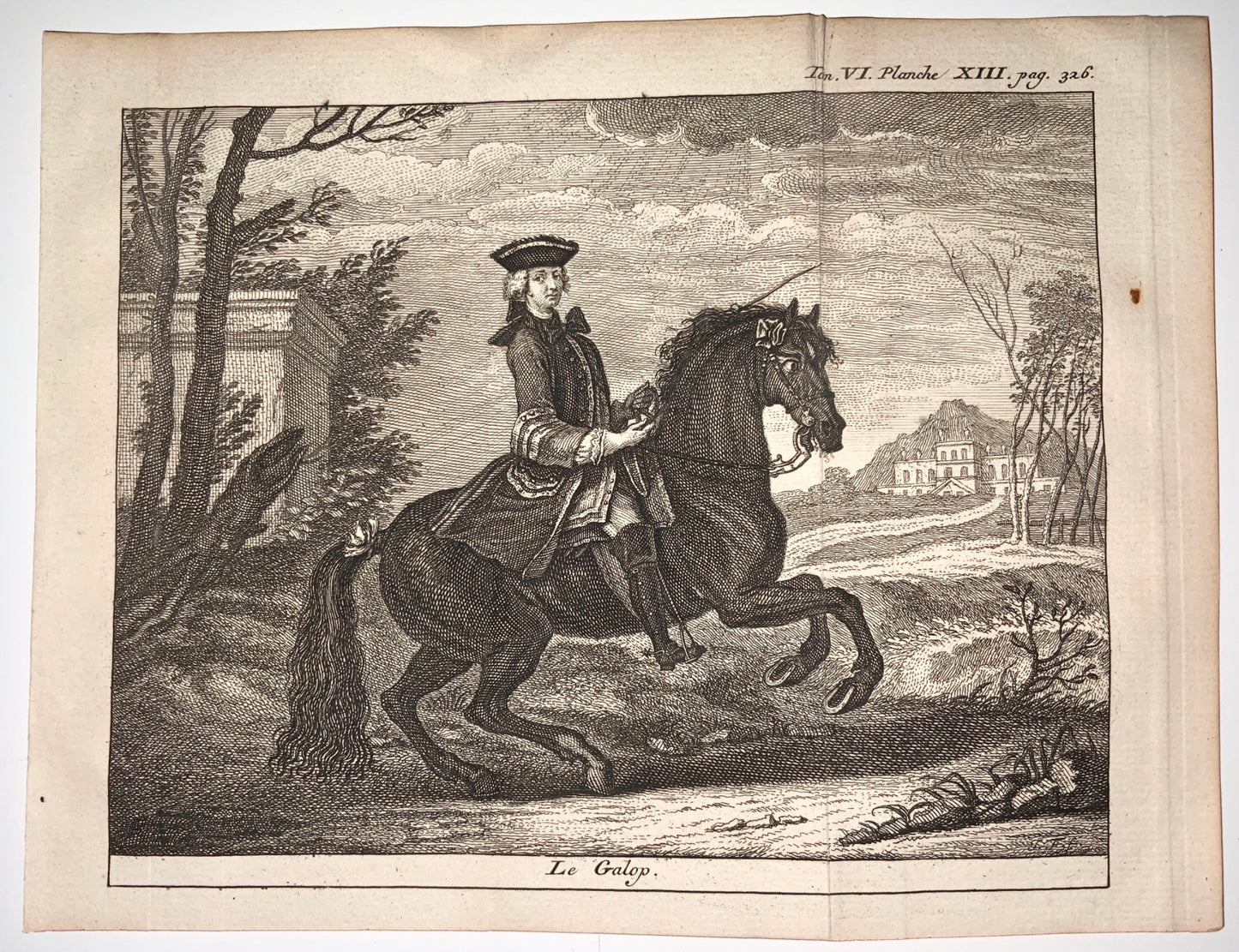 1752 J. R. Rindinger (after) - Le Galop - Cheval  EQUESTRIAN Dressage - Sport - engraving