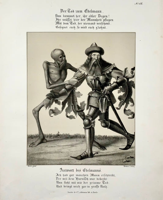 1830 H. Hess, Dance of Death, Memento Mori, Knight in Armour