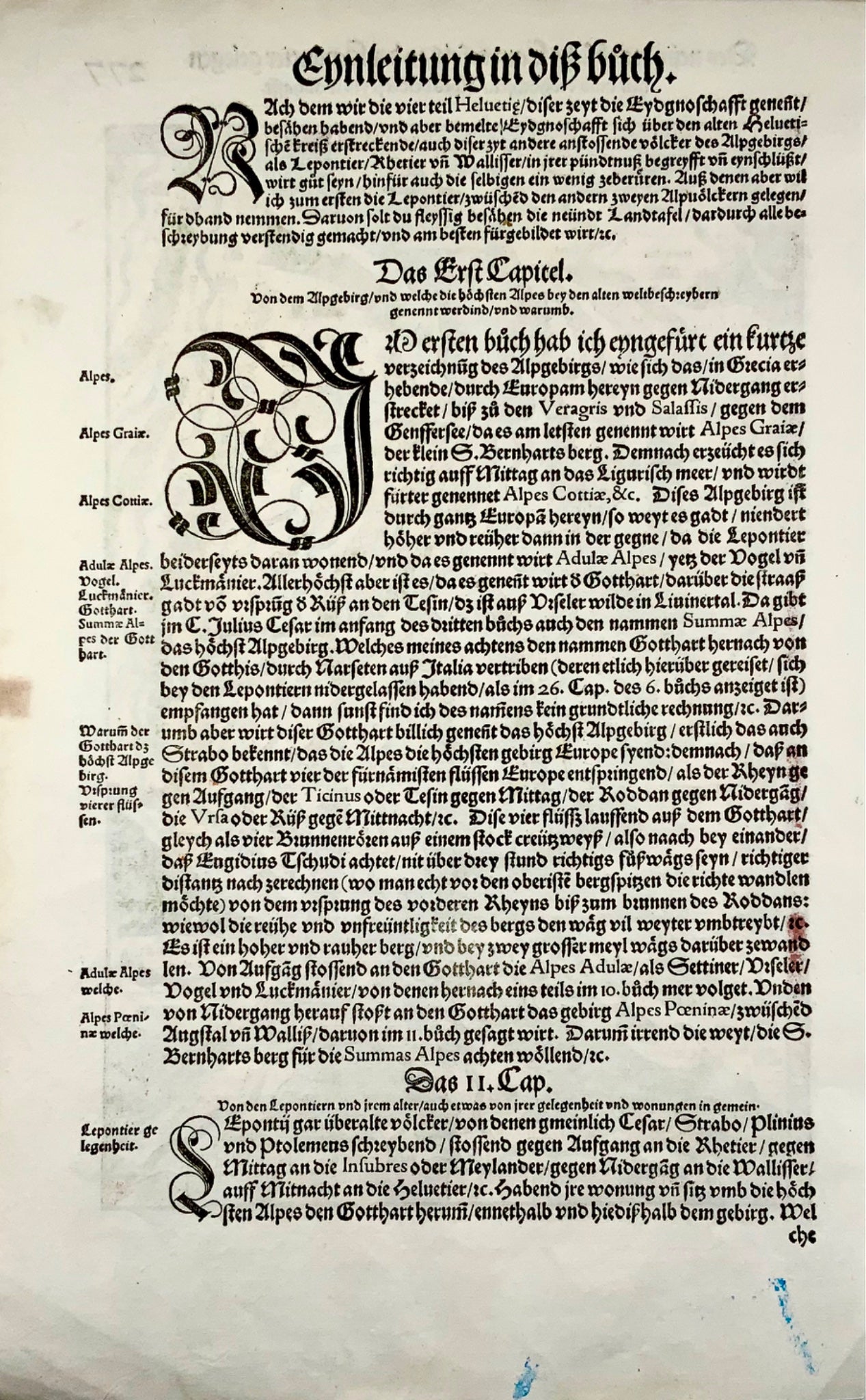 1548 Jean. Stumpf, sud de la Suisse, Tessin, Valais, carte folio gravée sur bois