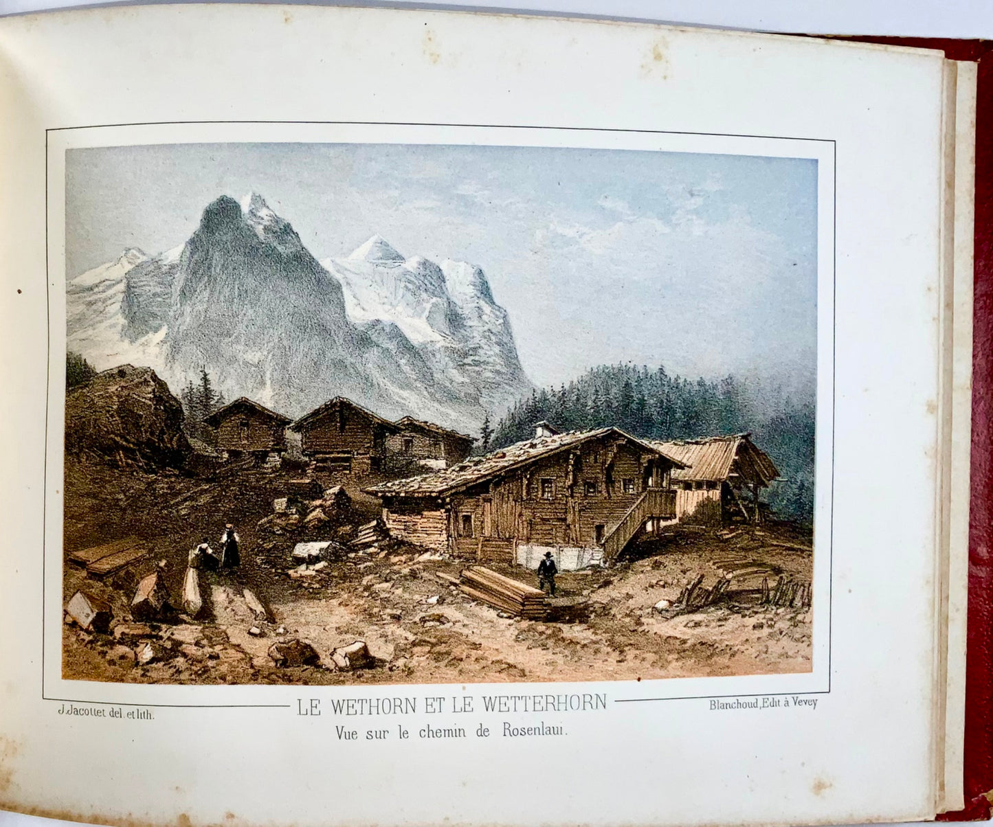 1850 Souvenir album, 19 toned lithographs of Bernese Oberland, Switzerland