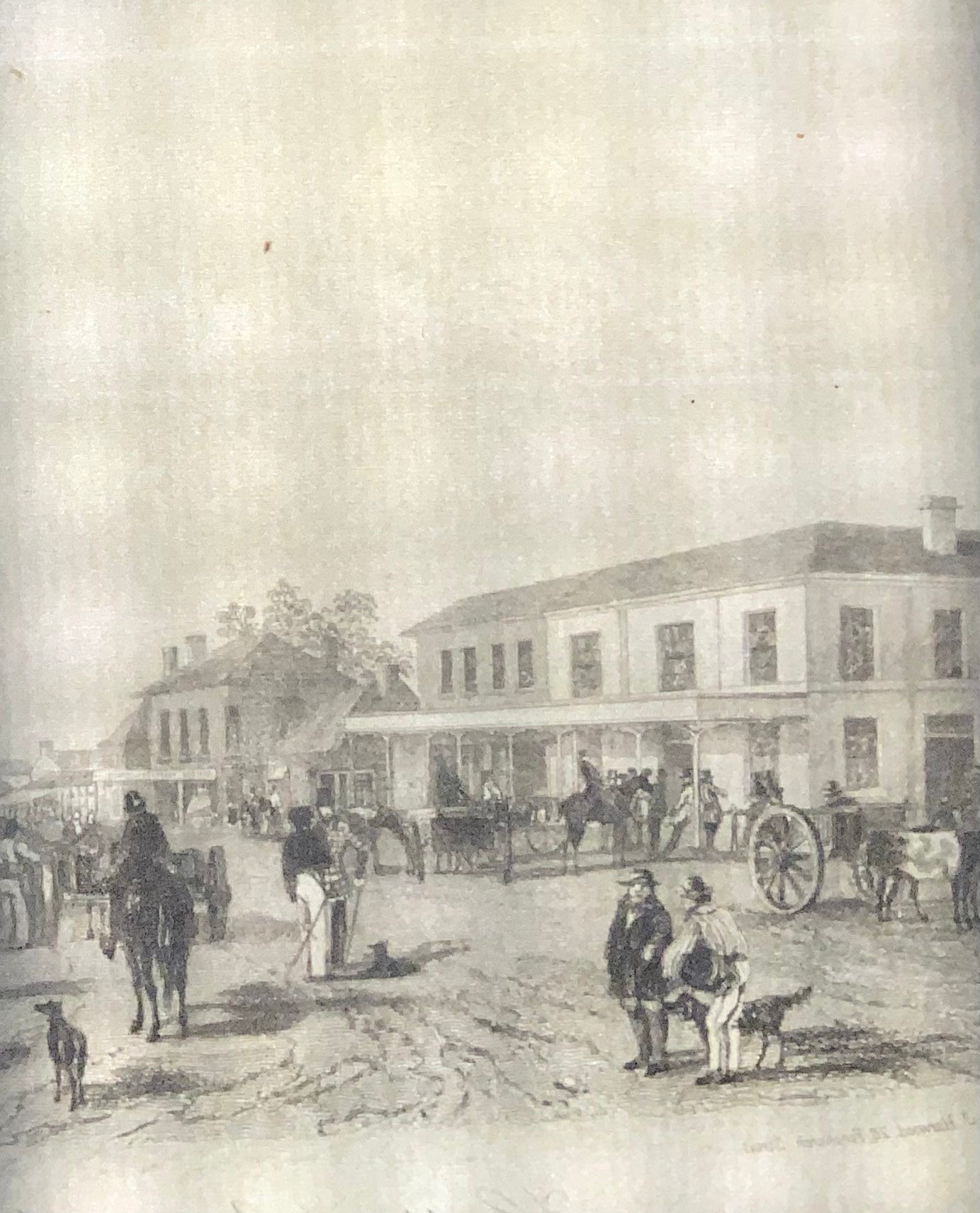 1847 Harwood, Hindley Street, Adélaïde, gravure, rare, topographie étrangère
