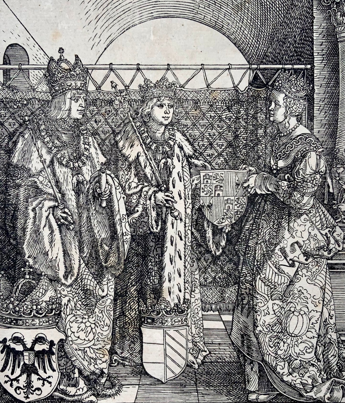 1515 Albrecht Durer (b1471) Emperor Maximilian, Marriage woodcut, Triumphal Arch
