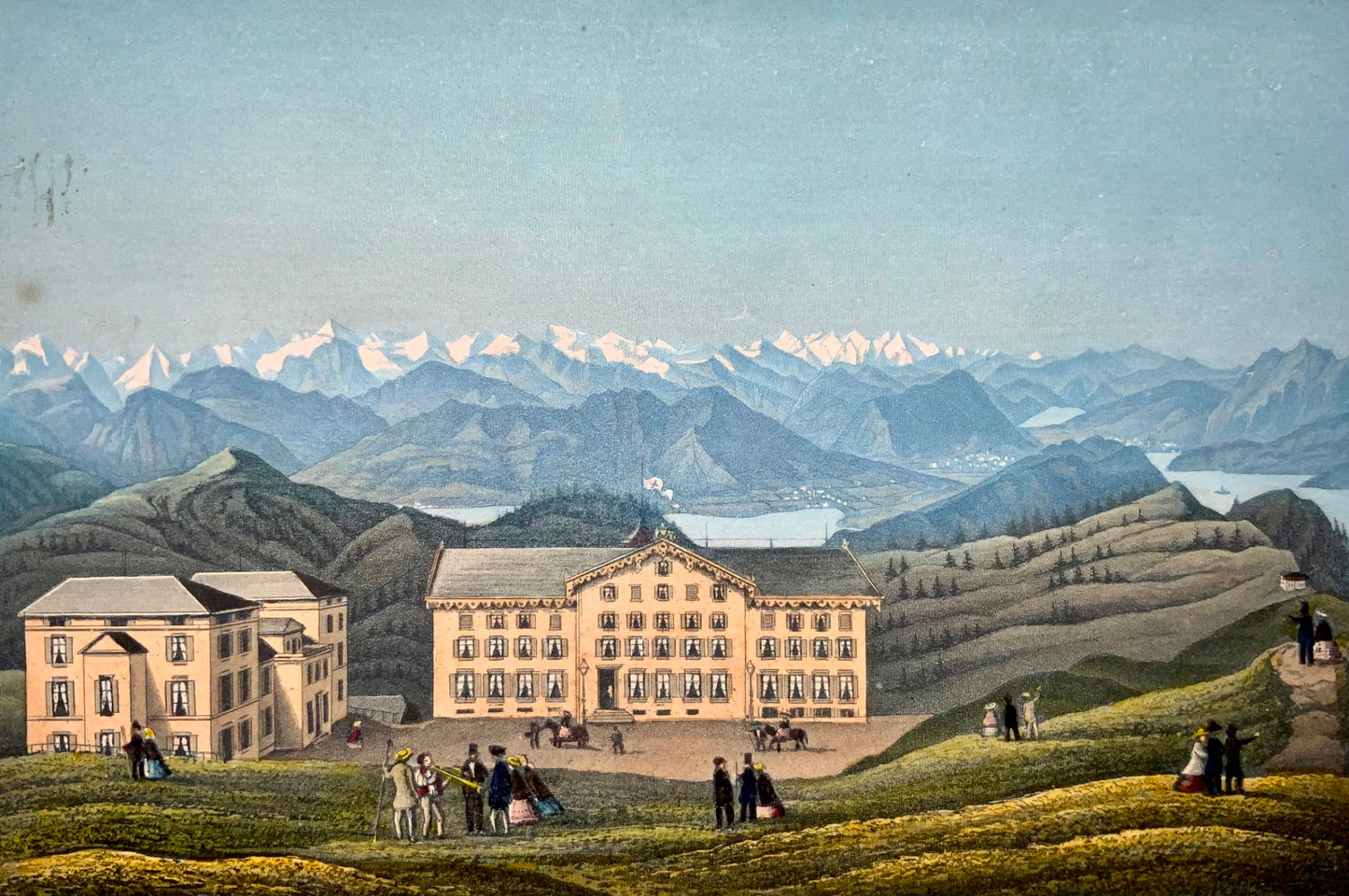 1850 Rigi Kulm, Dickenman, Switzerland, coloured aquatint