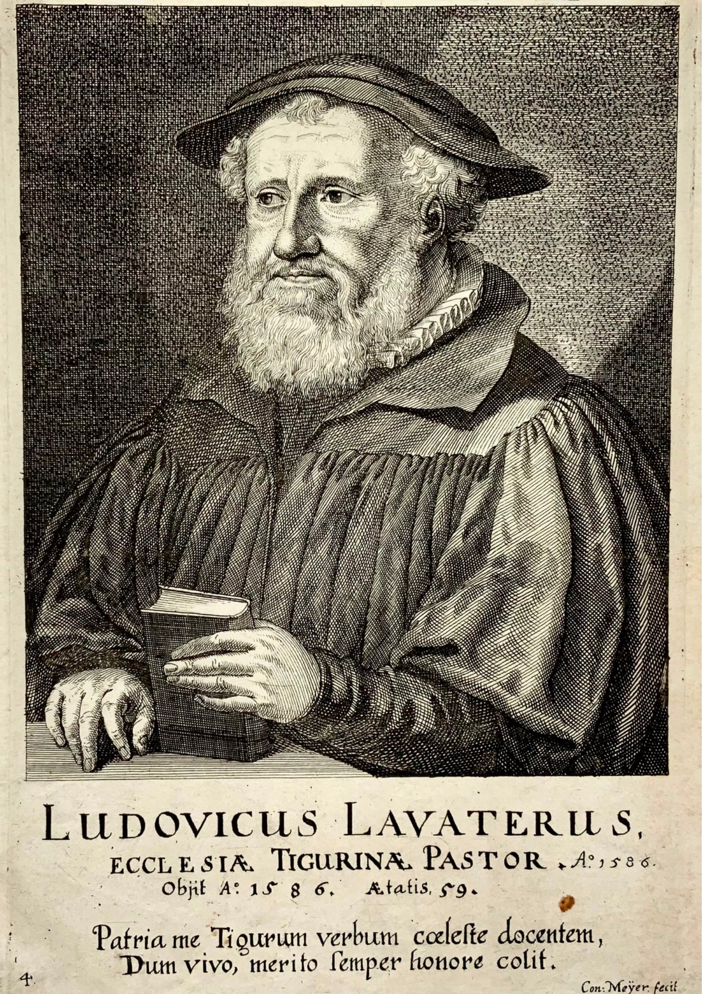 1640 Portrait of Ludwig Lavater, engraved by Conrad Meyer, Switzerland