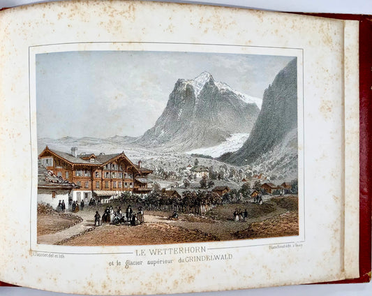 1850 Souvenir album, 19 toned lithographs of Bernese Oberland, Switzerland