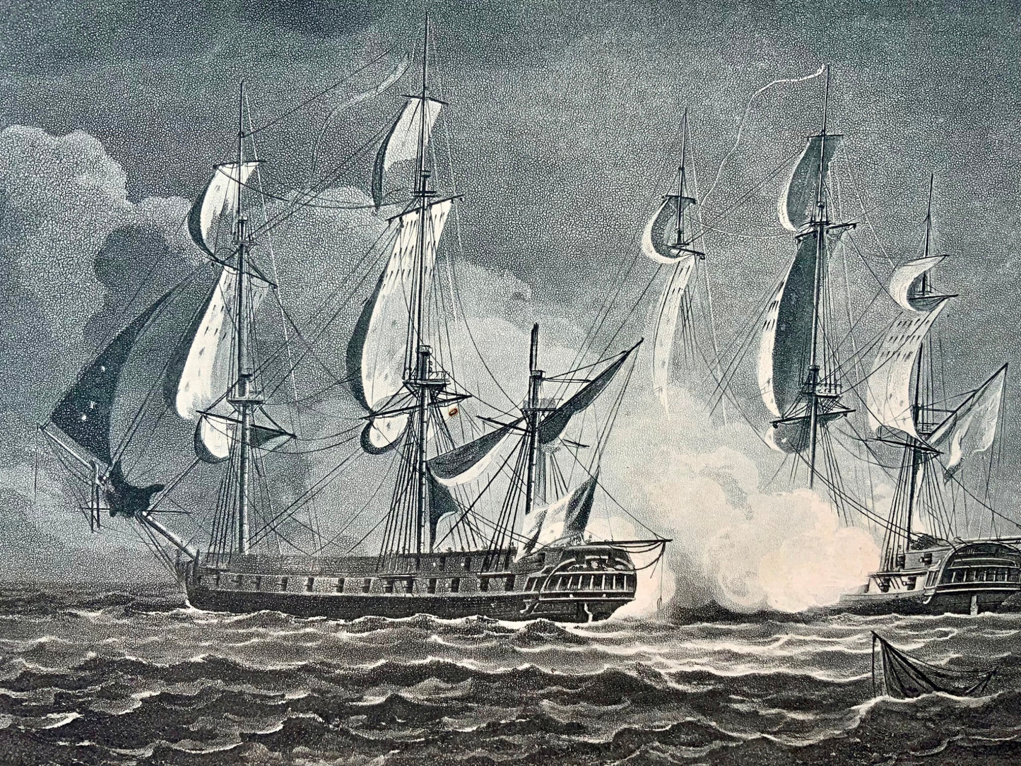 1820 Sutherland, Capture of La Guerrière in 1806, maritime aquatint