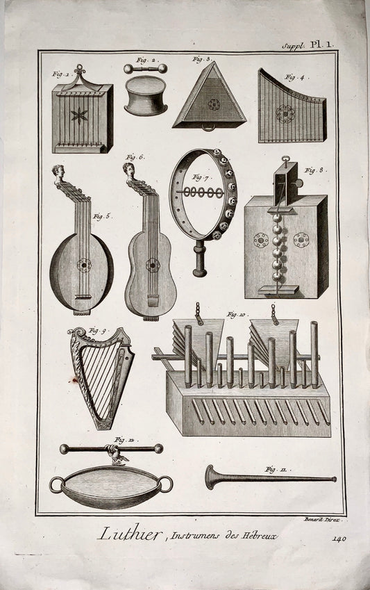 1777  PERCUSSION - large folio - Diderot - Musical Instruments