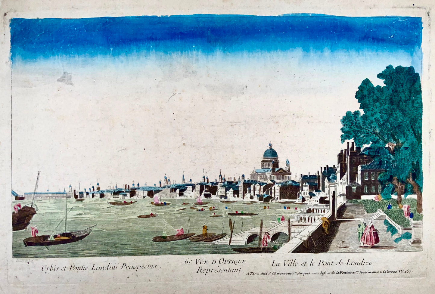 1780 ‘La Ville et le Pont de Londres’ [London], large folio ‘Vue d’optique’ - Travel, Maps