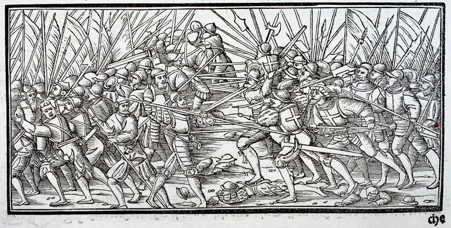 1548 Heinrich Vogtherr; Woofcut Leaf: Battle scene near Constance - Military History, Switzerland