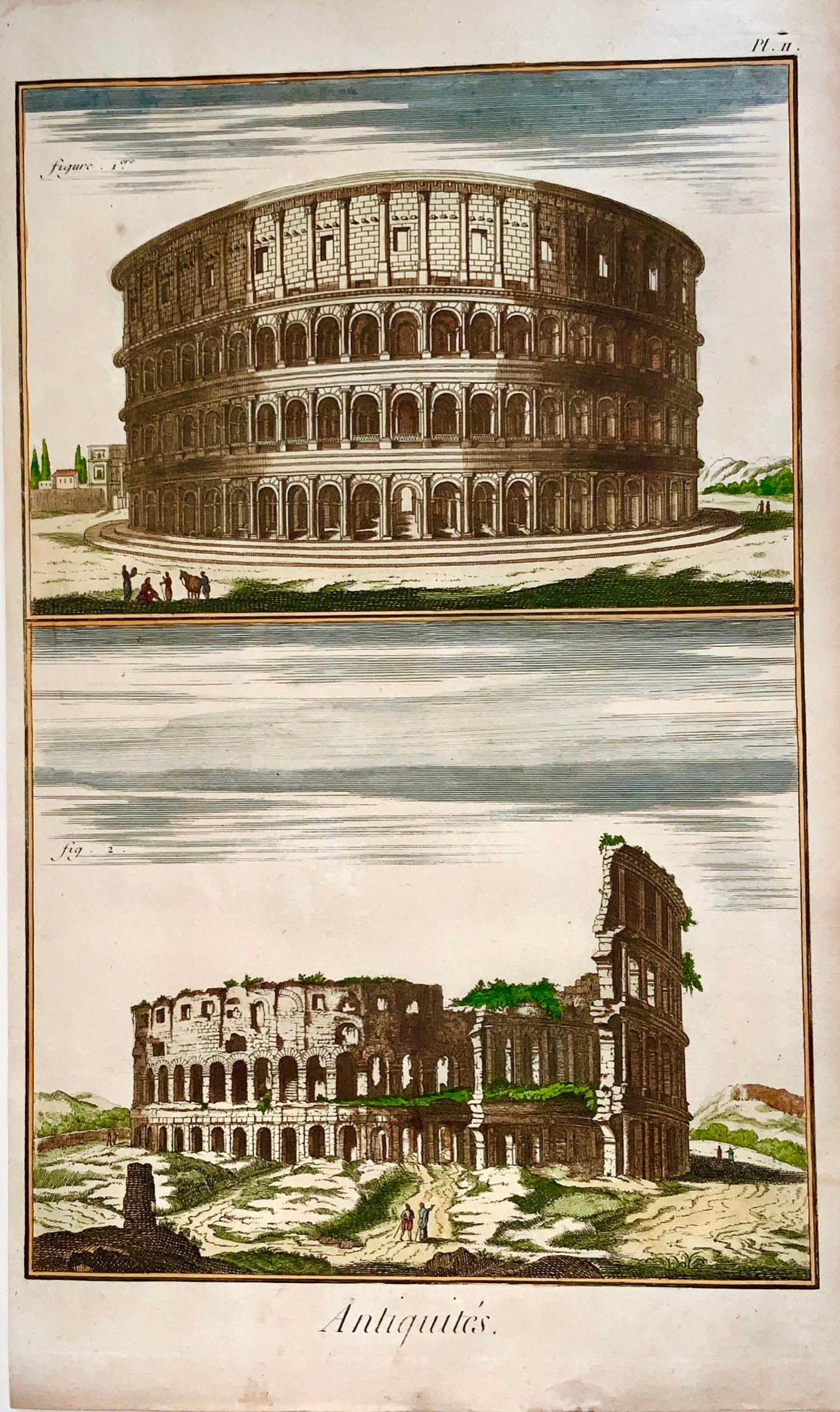 1777 Diderot - Italy: Rome, The Flavian COLOSSEUM copper engraving - Tall folio - Classical Art