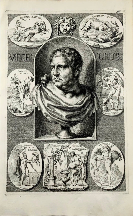 1676 EMPEREUR VITELLIUS GC Eimmart 1638-1705 d'après la gravure in-folio de Sandrart