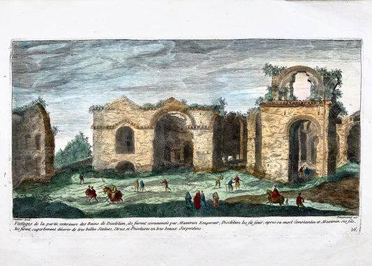1660 Aegidius Sadeler, Daumont, Thermes de Dioclétien Rome, folio, gravure, architecture classique 