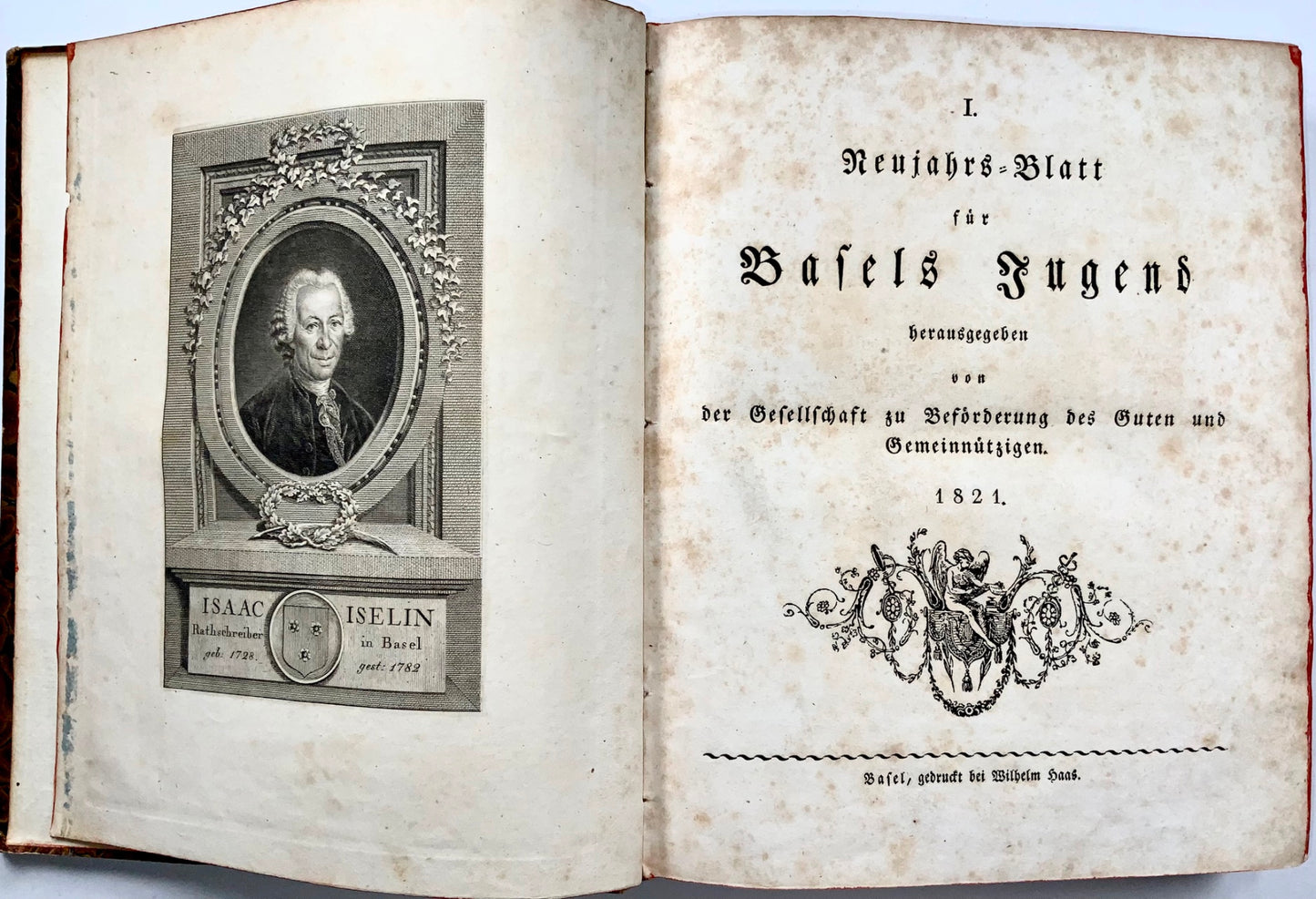 1821-35 Neujahrsblatt, Bâle [Bataille à, Conseil de, Université] Joh. Burkhardt 