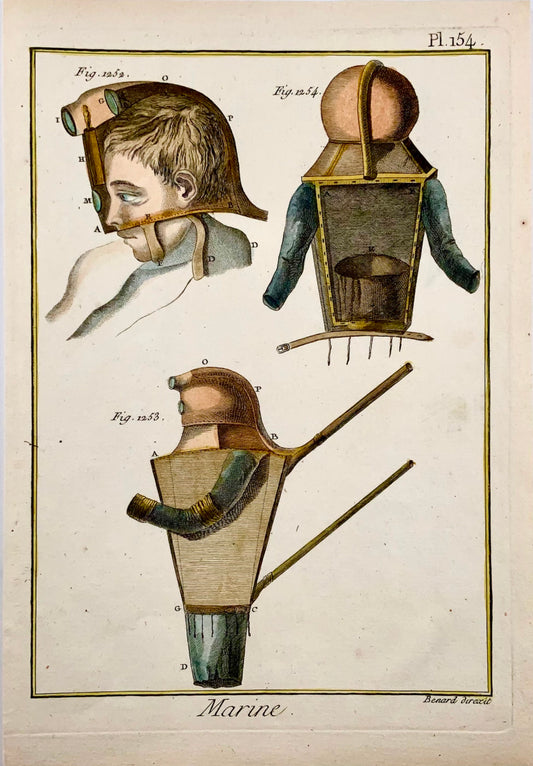 1783 DIVING SUIT - Vial du Claurbois; hand coloured copper engraving