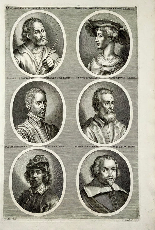 1676 Sandrart; Collins - Artistes Folio Zampieri, Grünewald, Beham, Goltius